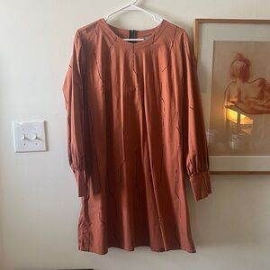 Bel Kazan Long Sleeve Shift Dress XL Burnt Orange
